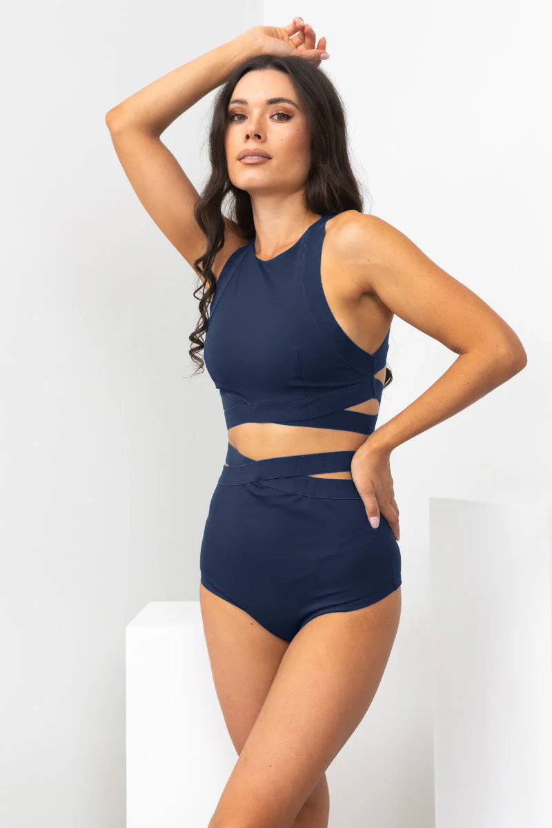 Lunalae Tara High Waisted Bottoms - Navy - Image 3