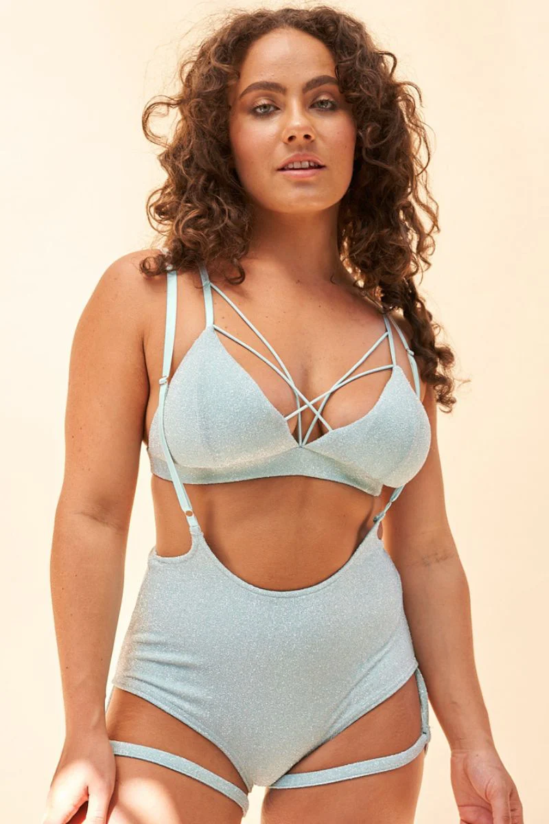 Lunalae Zena Garter Overall Sling Bottoms - Crystal Blue - Image 4