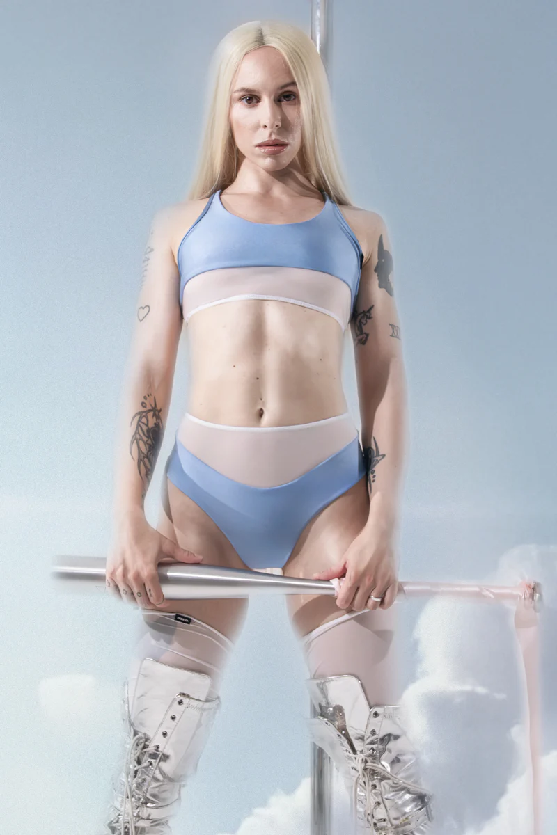 MÆD Glitch High-Waisted Shorts - Sky - Image 4