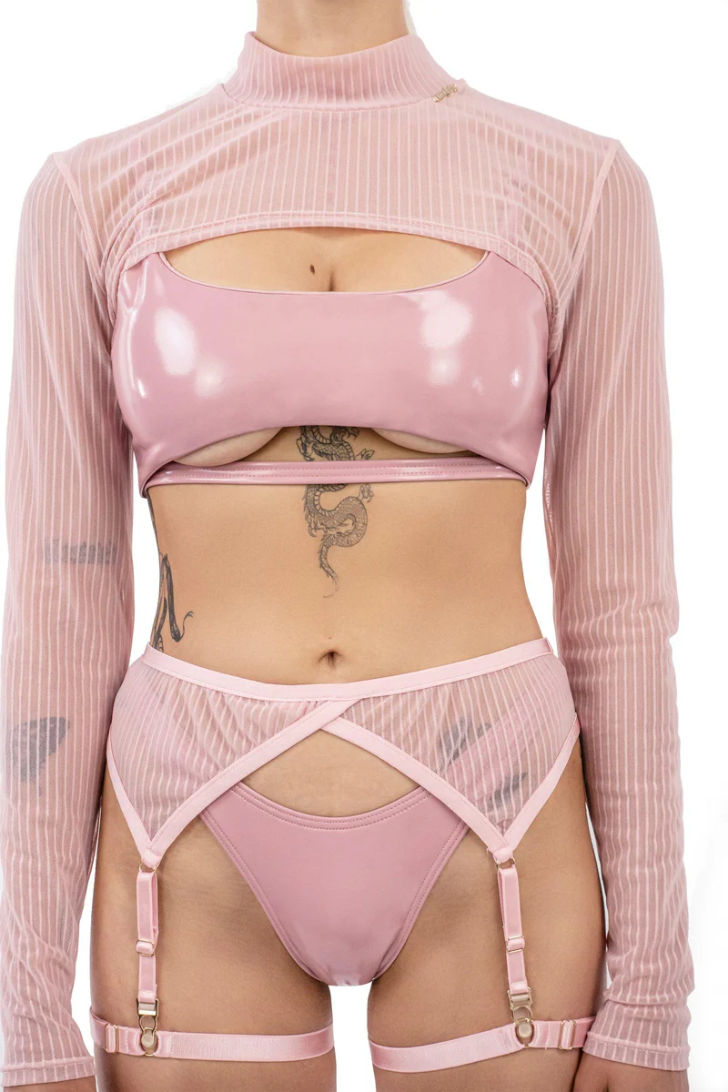 Naughty Thoughts XXX Rated See Through Garter Belt - Pink - Image 2