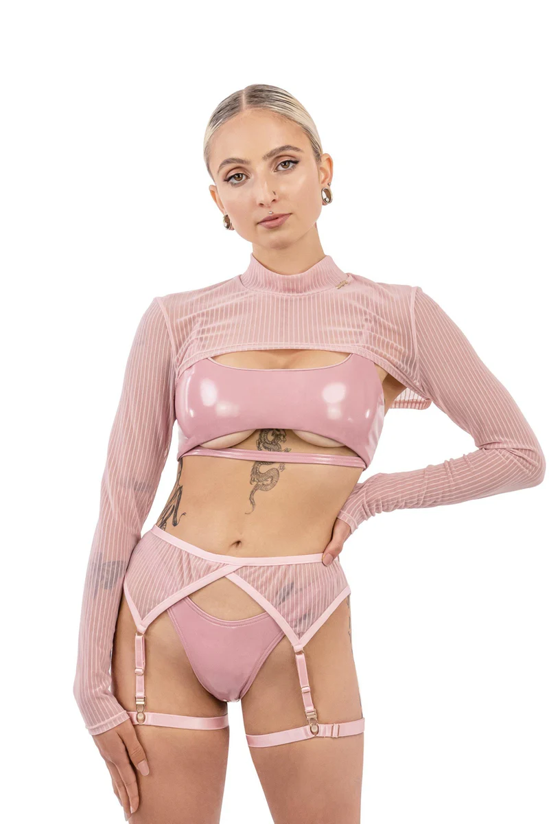 Naughty Thoughts XXX Rated See Through Garter Belt - Pink - Image 3
