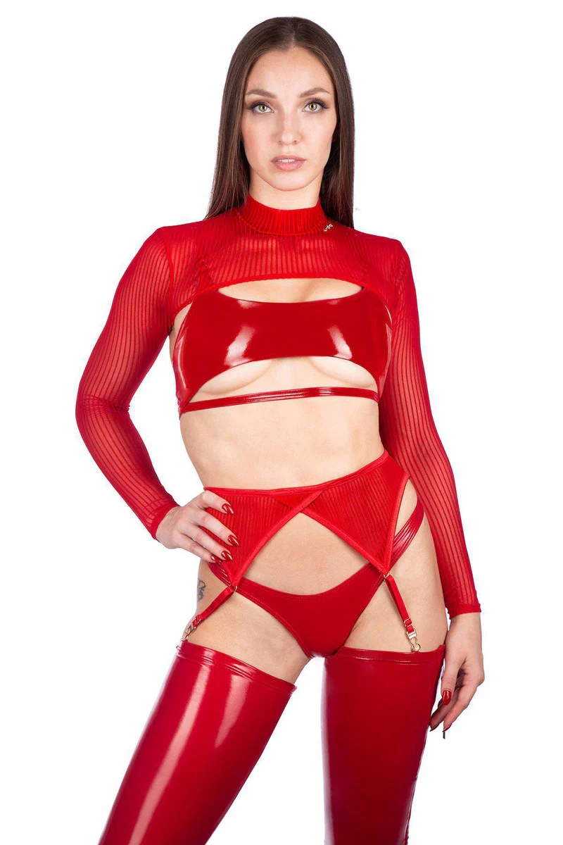 Naughty Thoughts XXX Rated See Through Garter Belt - Red - Image 6