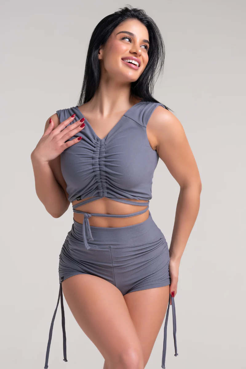 Paradise Chick Supreme Butter Soft Drawstring Shorts - Grey - Image 7