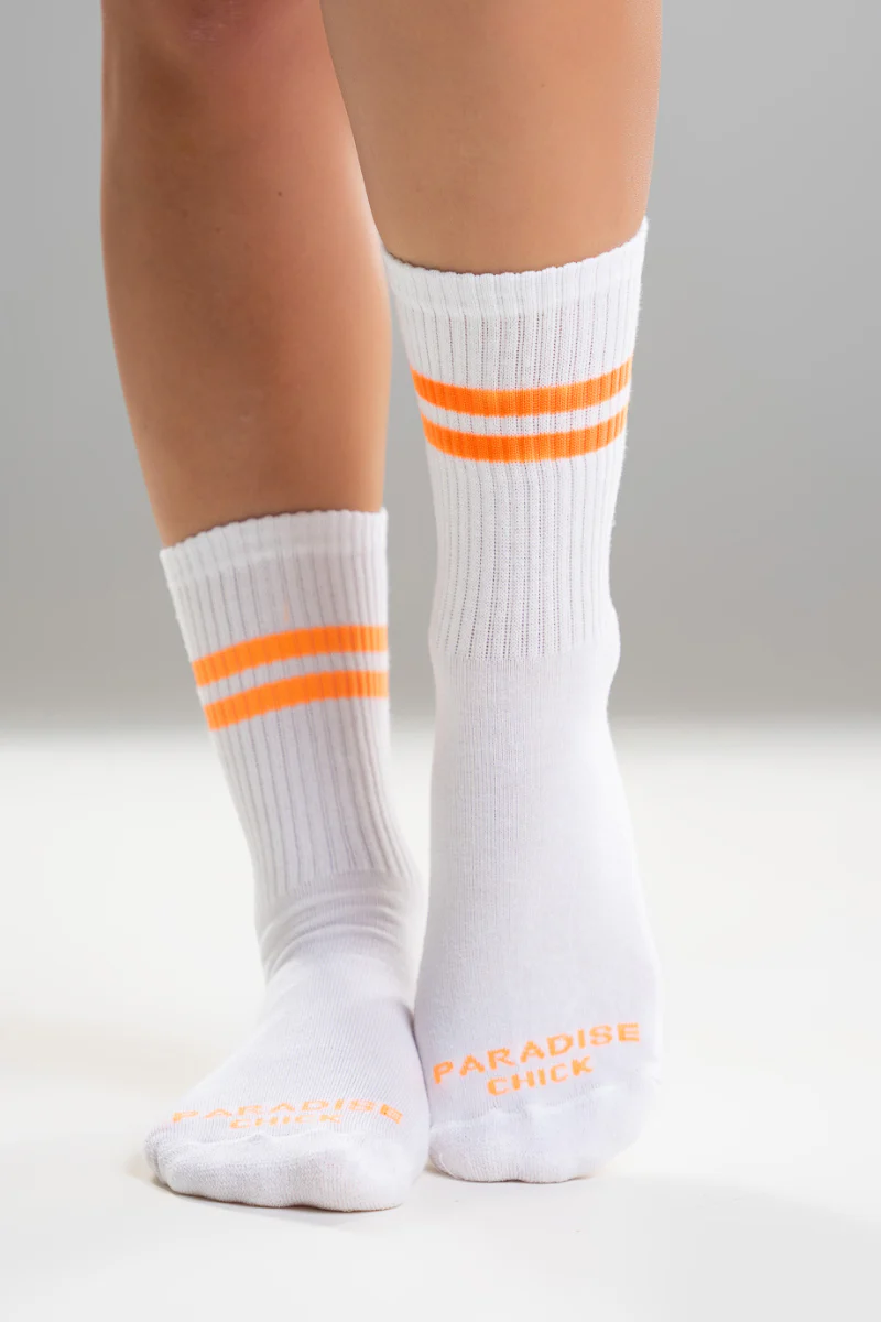 Paradise Chick Supreme Pole Dance Socks - Neon Orange - Image 2