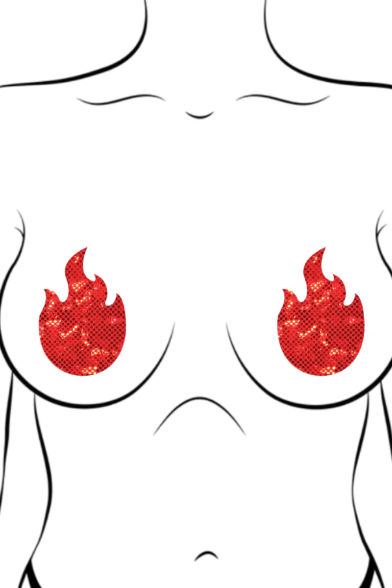 Pastease Flame Nipple Pasties - Red Glitter Disco Ball - Image 2