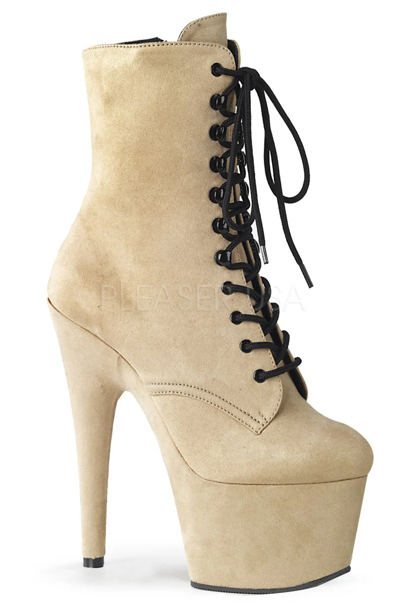 Pleaser USA Adore-1020FS Faux Suede 7inch Boots - Beige