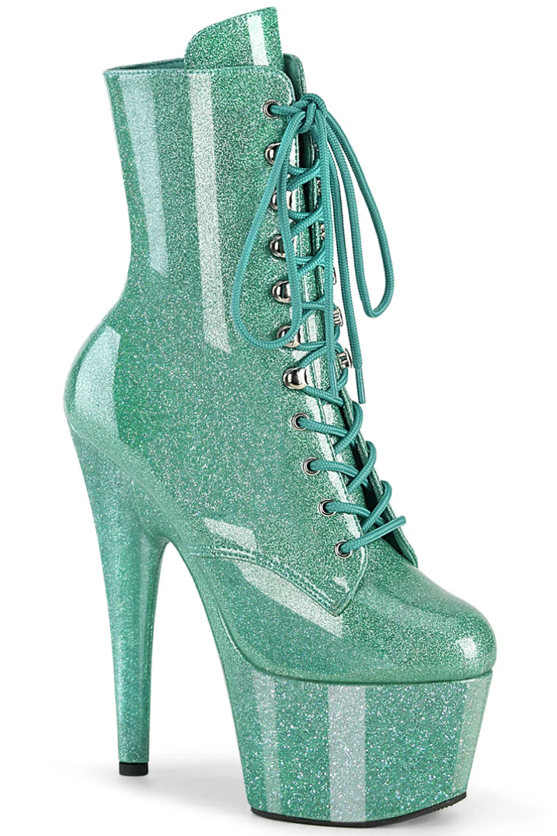 Pleaser USA Adore-1020GP 7inch Boots - Aqua Glitter