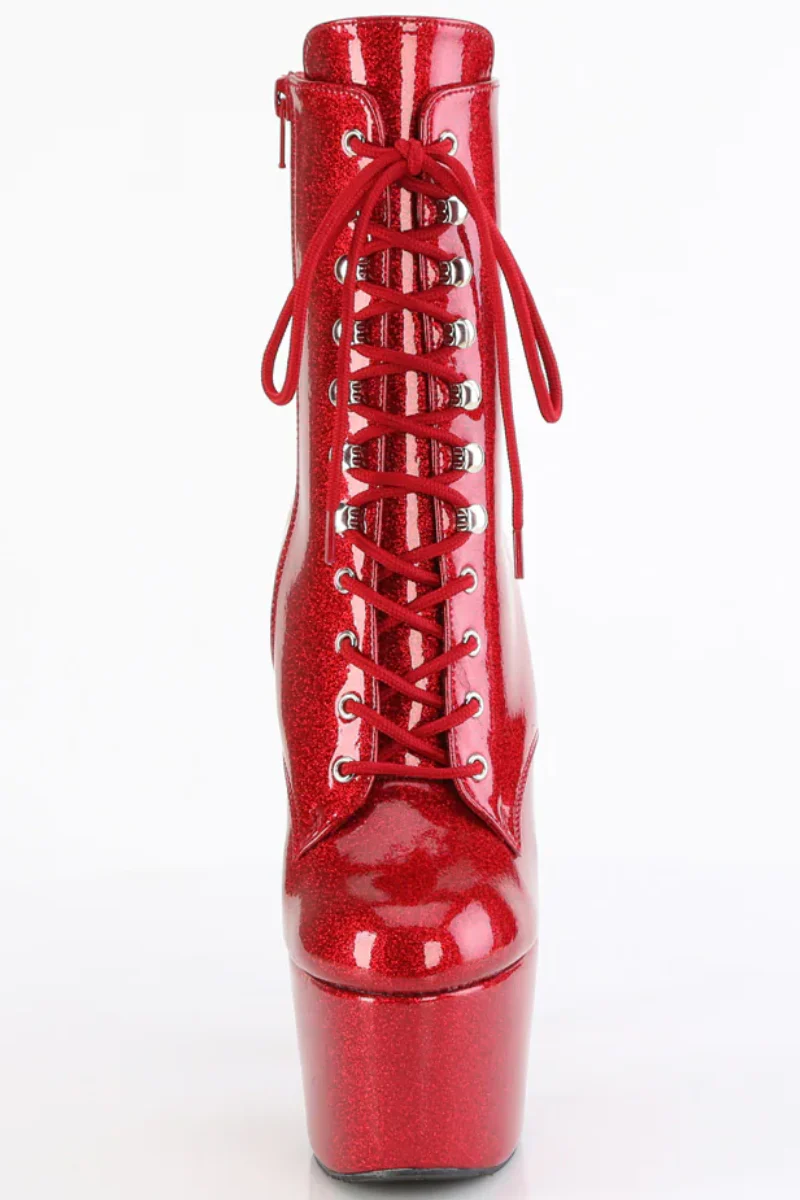 Pleaser USA Adore-1020GP 7inch Boots - Ruby Glitter - Image 2
