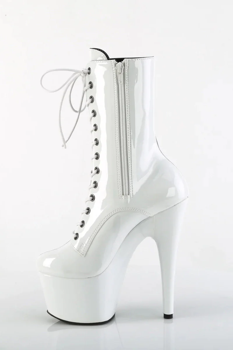 Pleaser USA Adore-1040TT 7inch Boots - Patent Black/White - Image 3