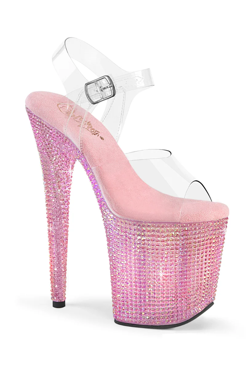 Pleaser USA Bejewelled-808RRS 8inch Stilettos - Baby Pink
