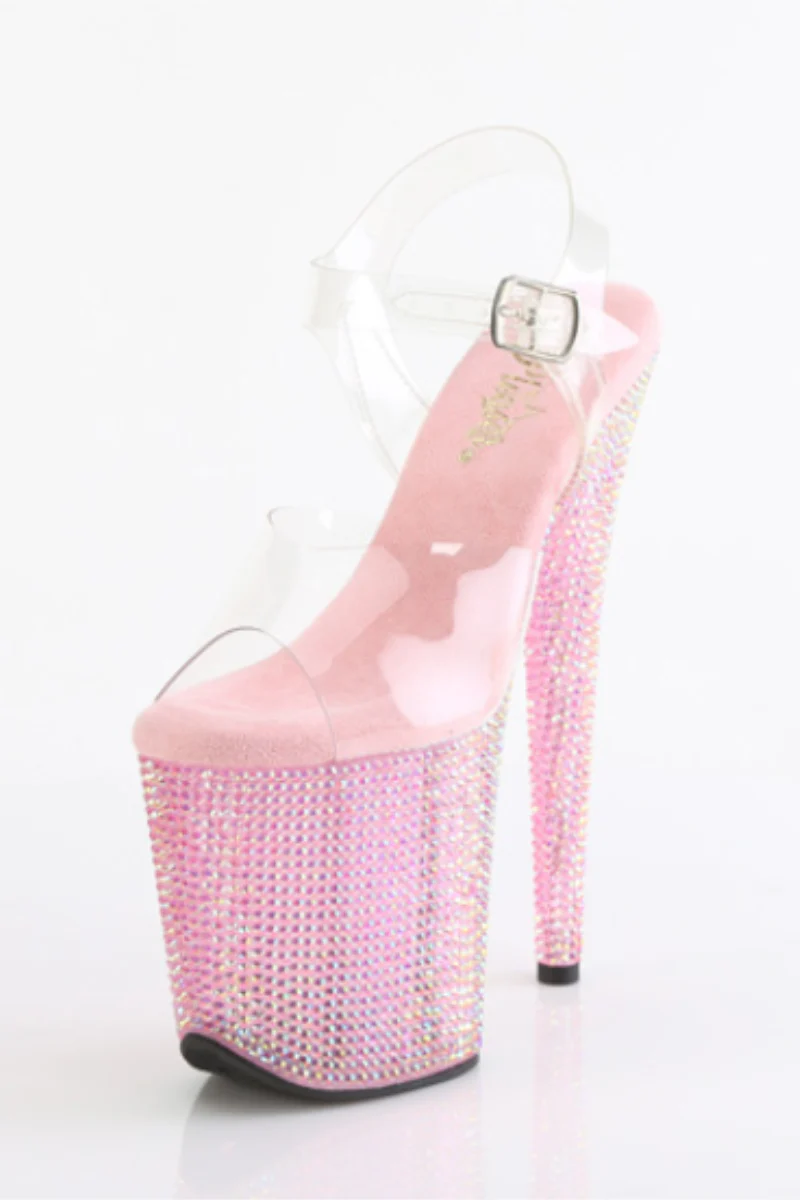 Pleaser USA Bejewelled-808RRS 8inch Stilettos - Baby Pink - Image 3