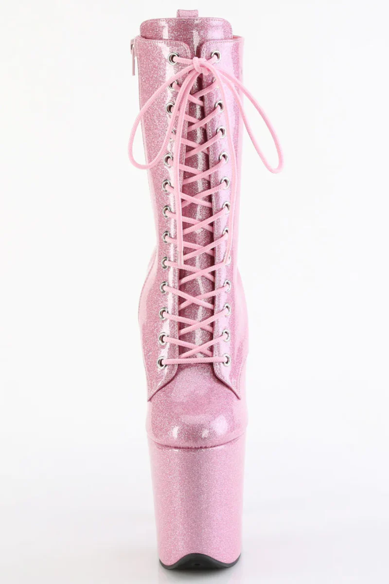 Pleaser USA Flamingo-1040GP 8inch Boots - Baby Pink Glitter - Image 2