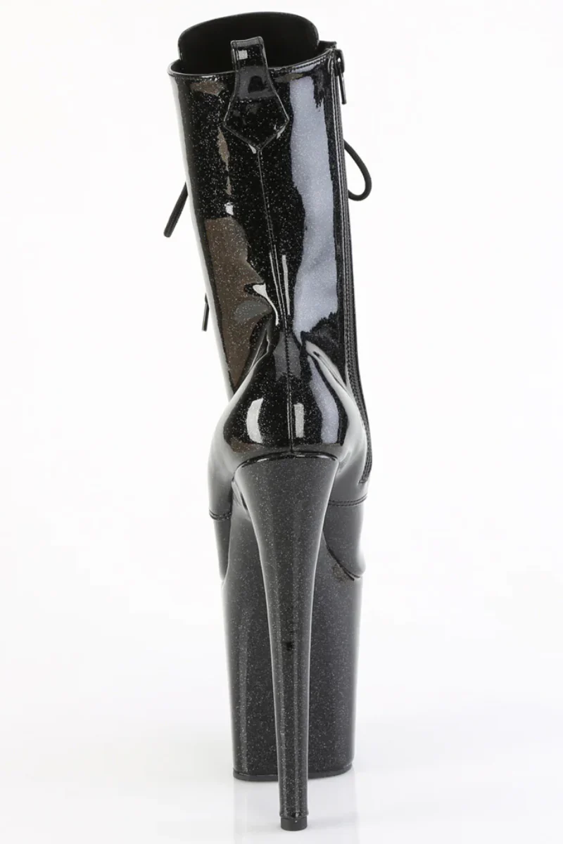 Pleaser USA Flamingo-1040GP 8inch Boots - Black Glitter - Image 4