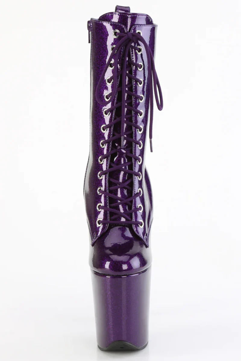 Pleaser USA Flamingo-1040GP 8inch Boots - Purple Glitter - Image 2