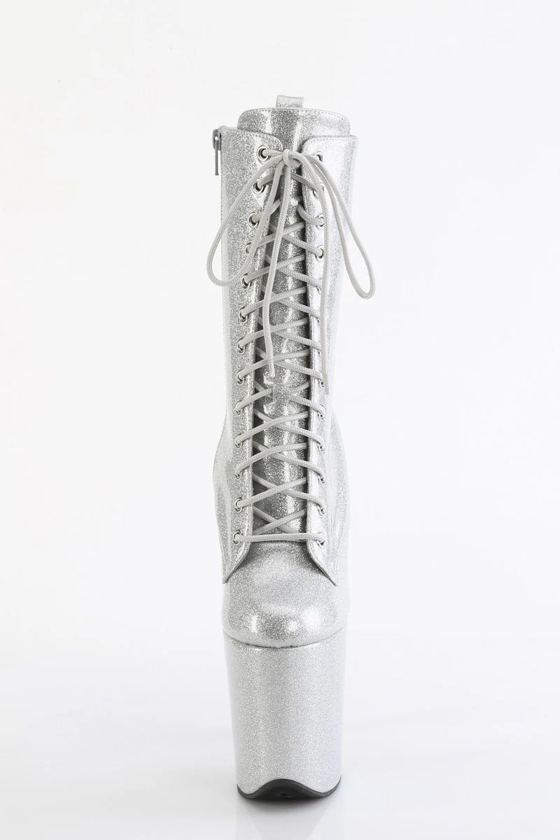 Pleaser USA Flamingo-1040GP 8inch Boots - Silver Glitter - Image 2