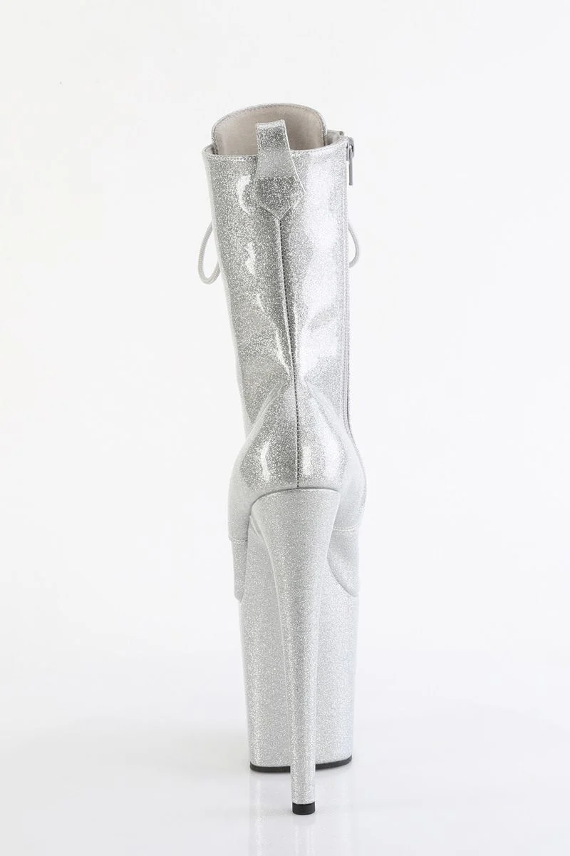 Pleaser USA Flamingo-1040GP 8inch Boots - Silver Glitter - Image 3