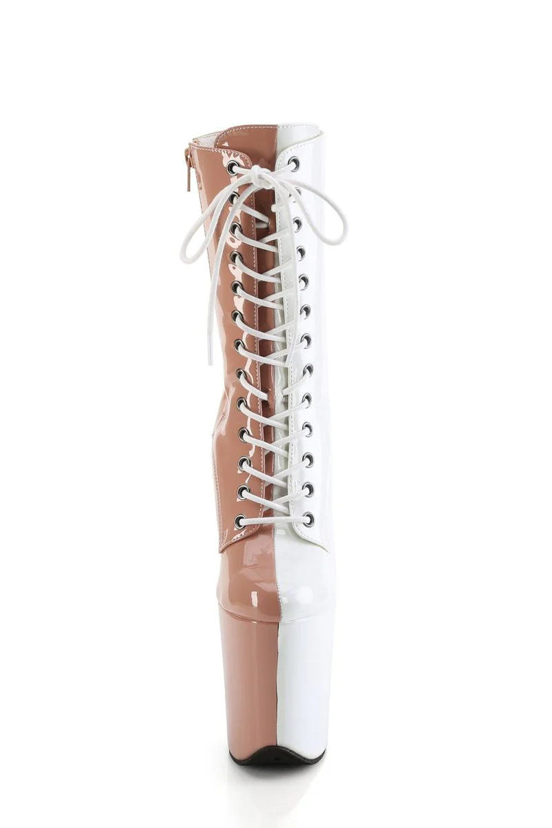 Pleaser USA Flamingo-1040TT 8inch Boots - Patent Blush/White - Image 3