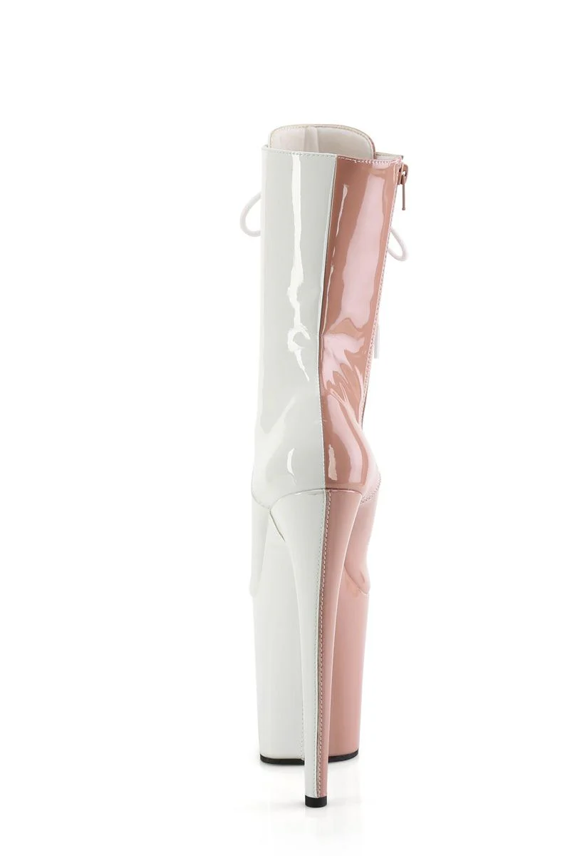 Pleaser USA Flamingo-1040TT 8inch Boots - Patent Blush/White - Image 4