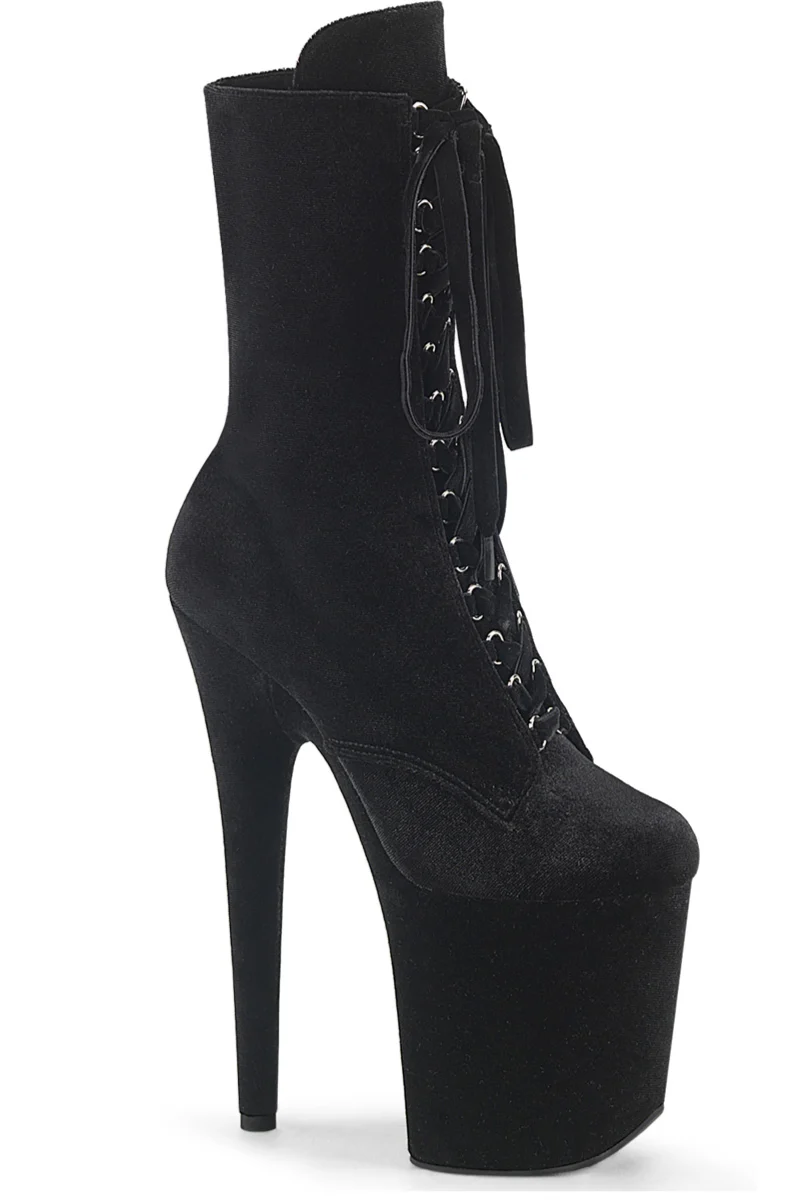 Pleaser USA Flamingo-1045VEL 8inch Boots + Protectors - Black Velvet - Image 4