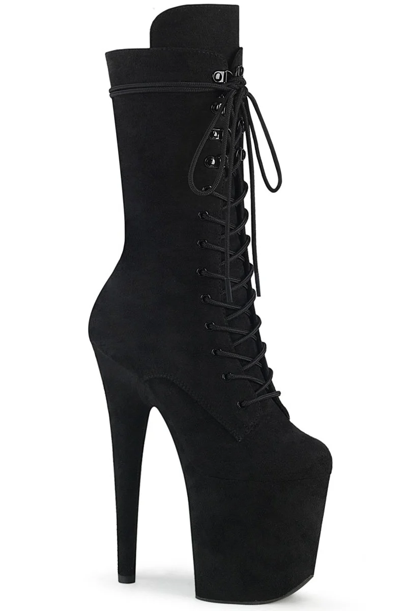 Pleaser USA Flamingo-1050FS Faux Suede 8inch Boots - Black
