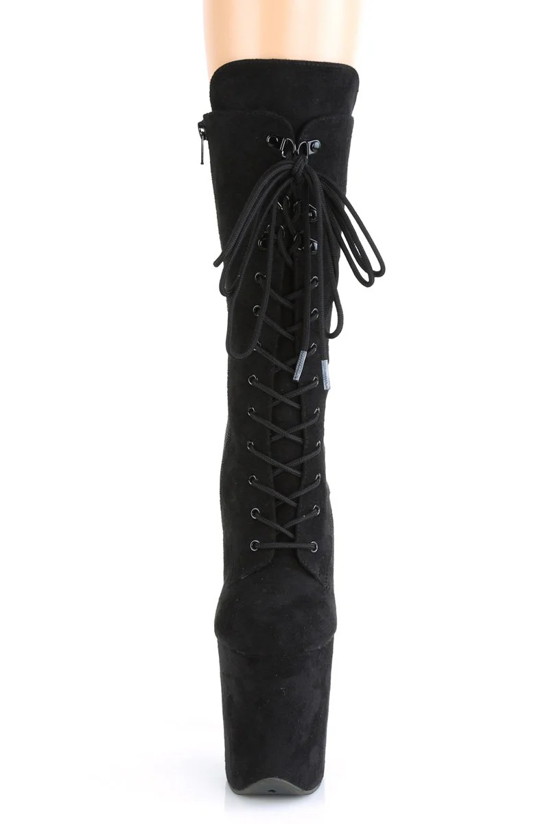 Pleaser USA Flamingo-1050FS Faux Suede 8inch Boots - Black - Image 2