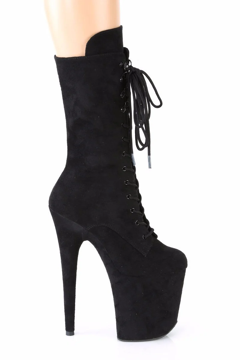 Pleaser USA Flamingo-1050FS Faux Suede 8inch Boots - Black - Image 3