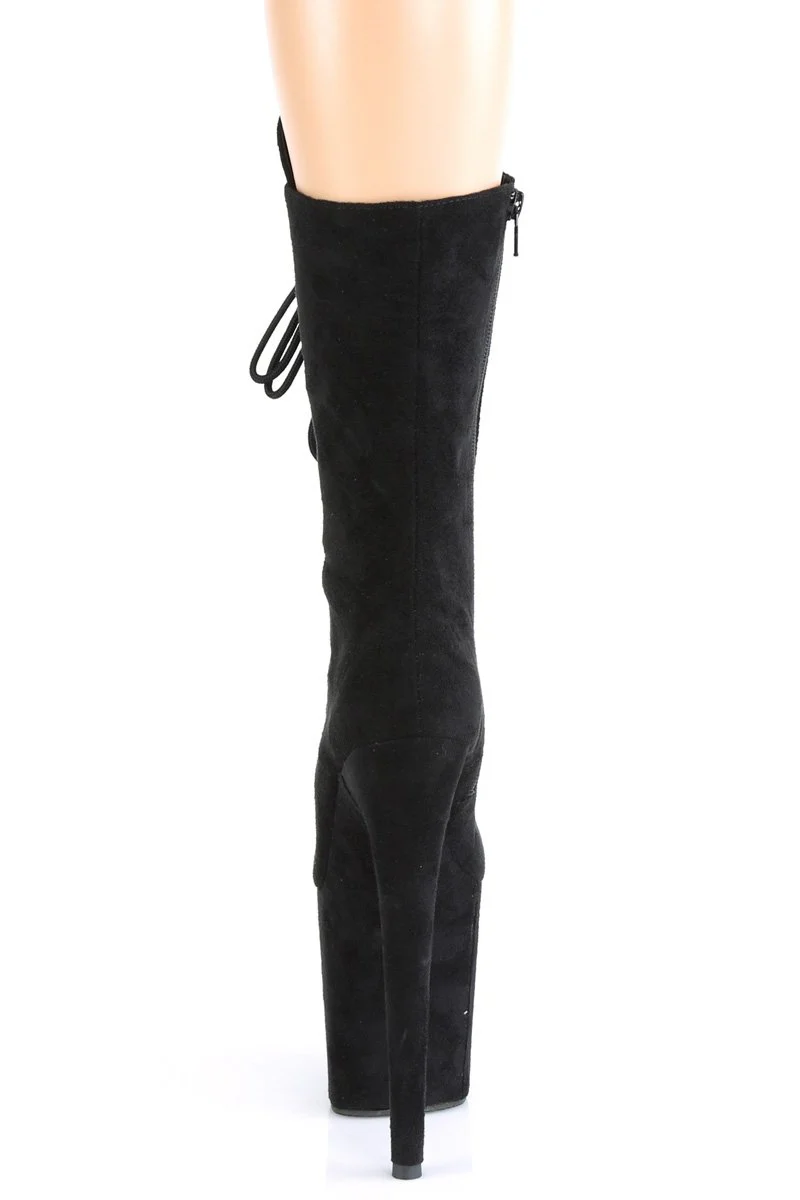 Pleaser USA Flamingo-1050FS Faux Suede 8inch Boots - Black - Image 4