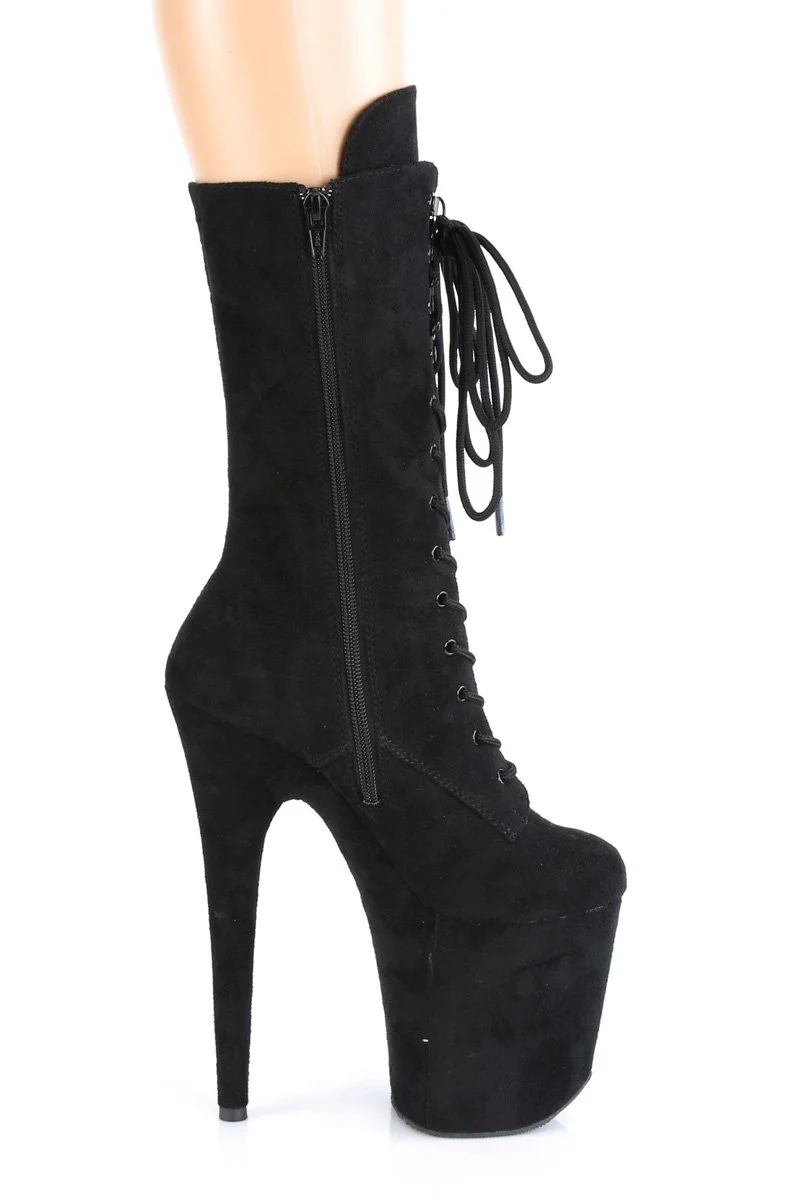 Pleaser USA Flamingo-1050FS Faux Suede 8inch Boots - Black - Image 5