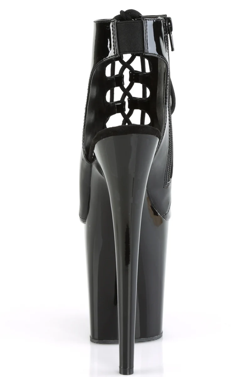 Pleaser USA Flamingo-800-20 8inch Lace Up Stilletos - Patent Black - Image 6