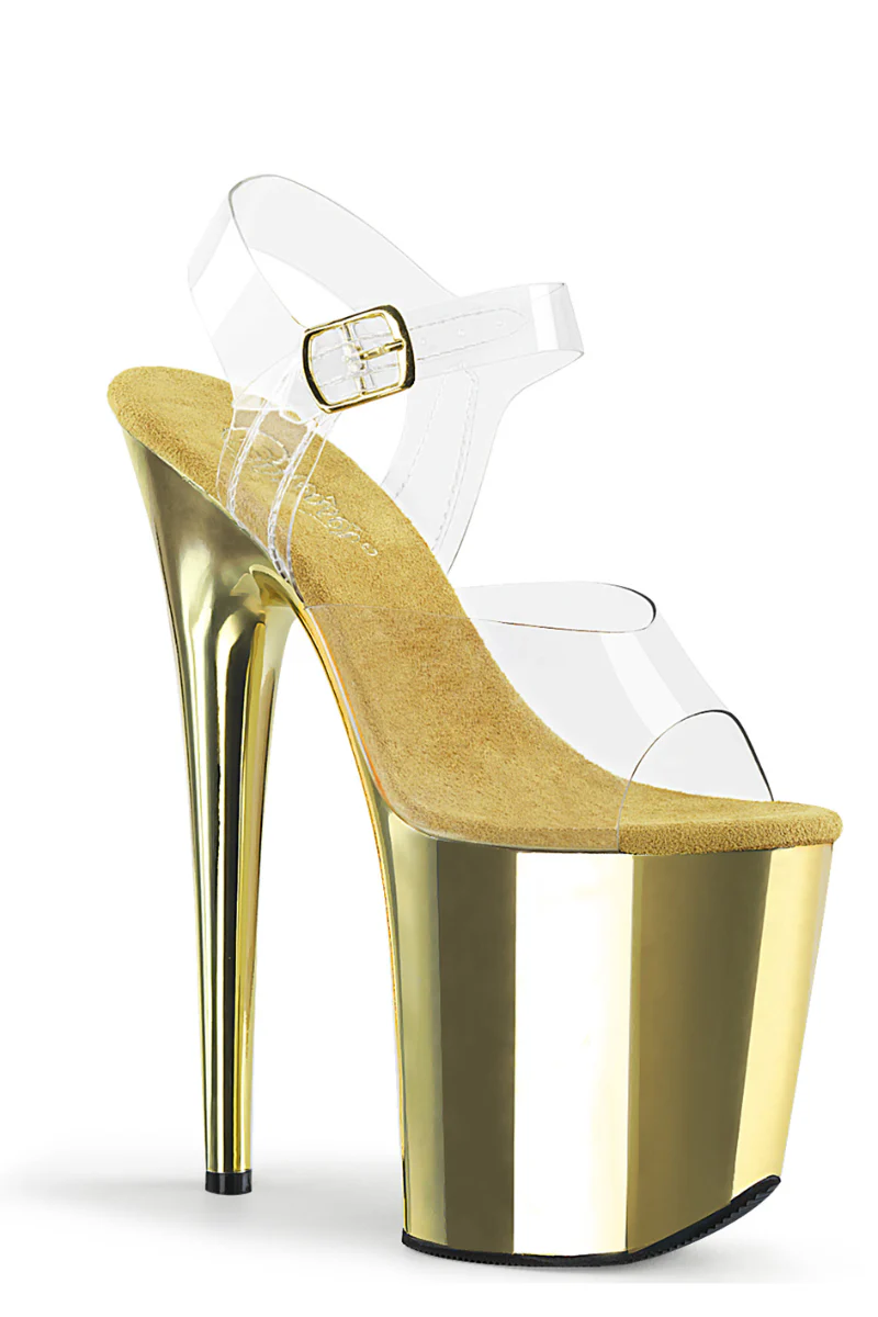 Pleaser USA Flamingo-808 8inch Stilettos - Gold Chrome - Image 3
