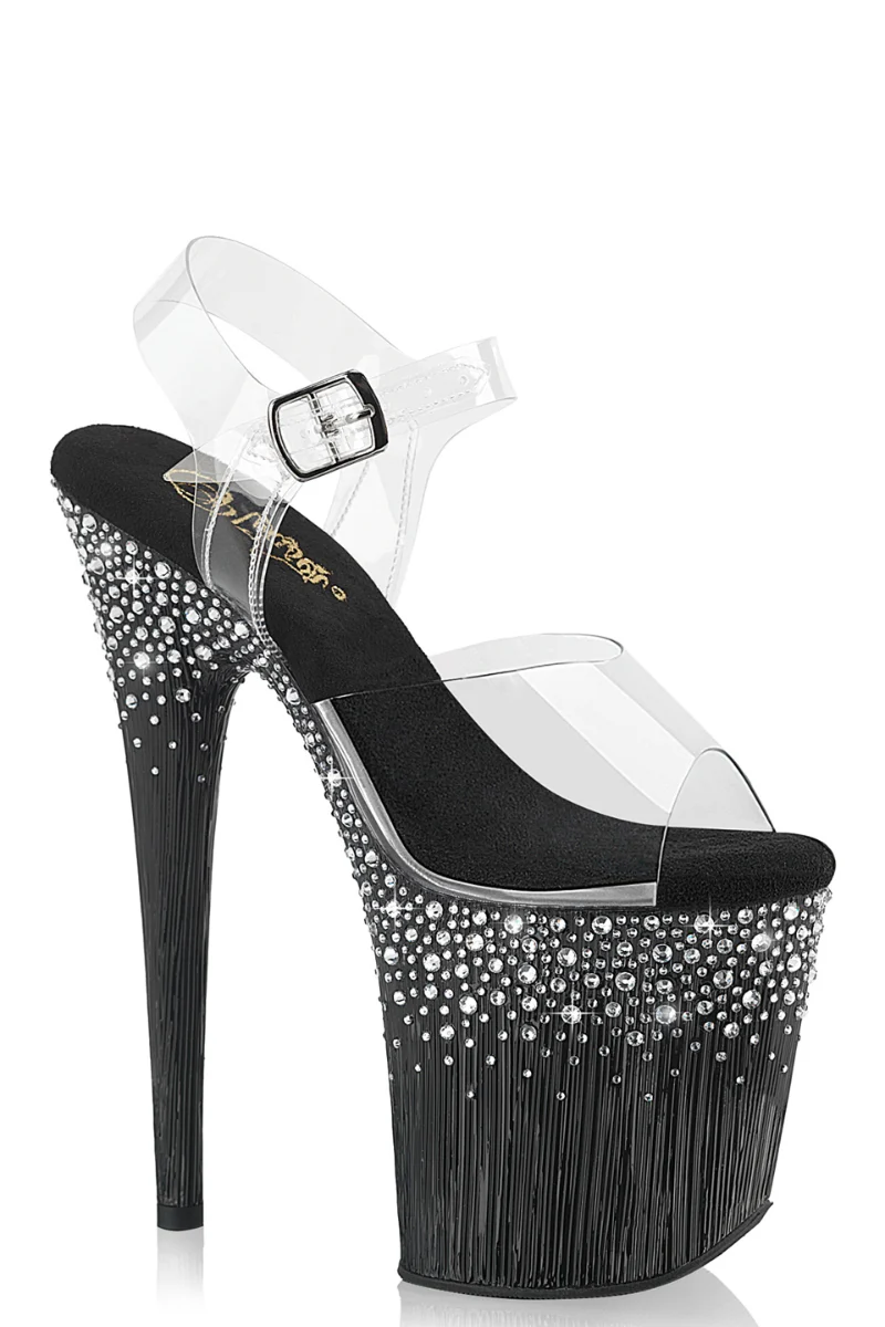Pleaser USA Flamingo-808SPKL 8inch Stilettos - Black