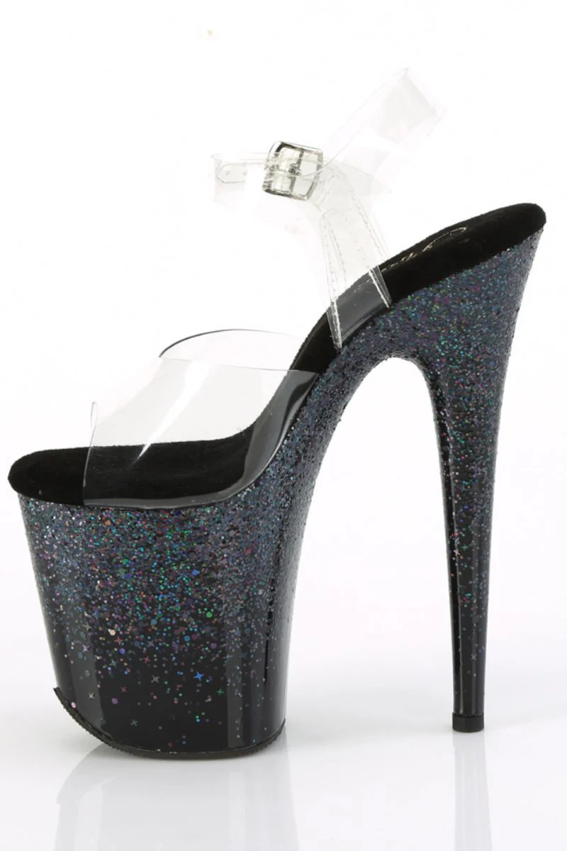Pleaser USA Flamingo-808SS 8inch Stilettos - Black Glitter - Image 6