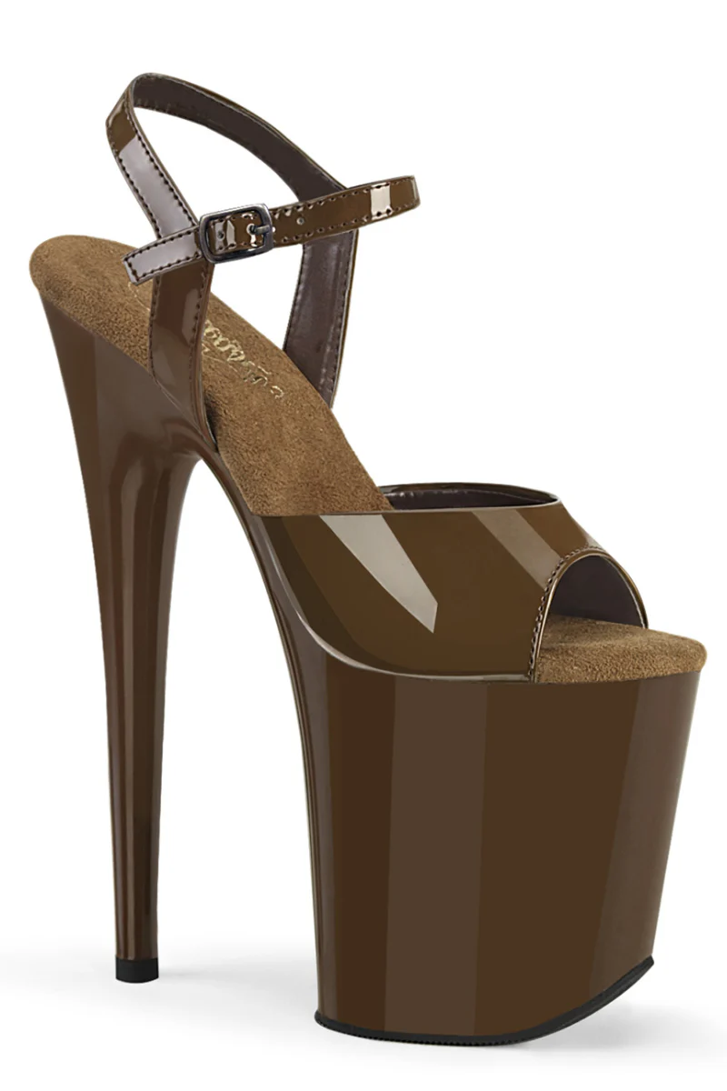 Pleaser USA Flamingo-809 8inch Stilettos - Patent Mocha - Image 3