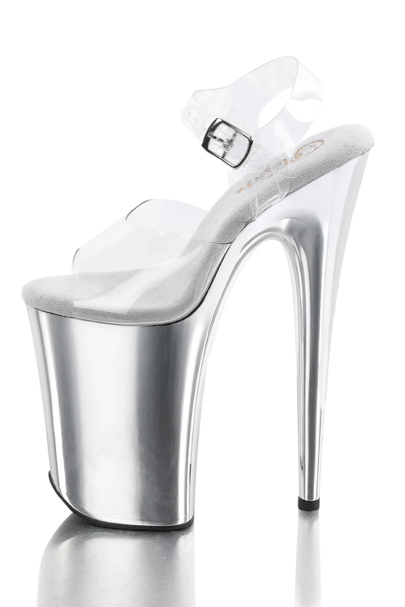 Pleaser USA Infinity-908 9inch Stilettos - Silver Chrome - Image 3