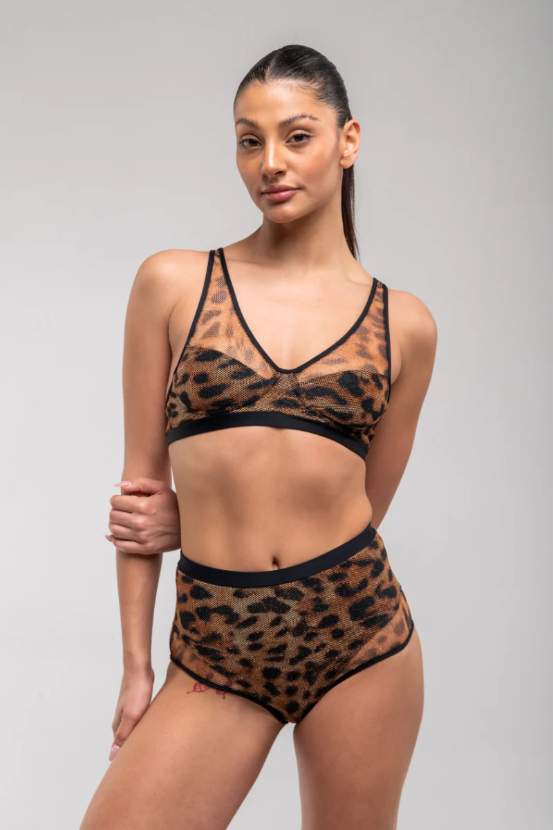RAD Shimmering Leopard Wendy Top - Leopard Mesh