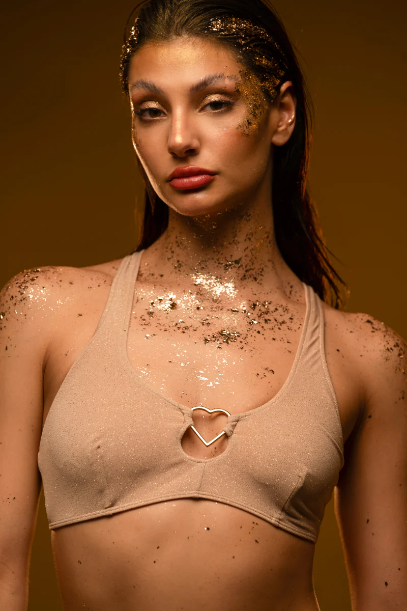 RAD X PJ Exclusive Heartbreaker Top - Gold Glitter - Image 2