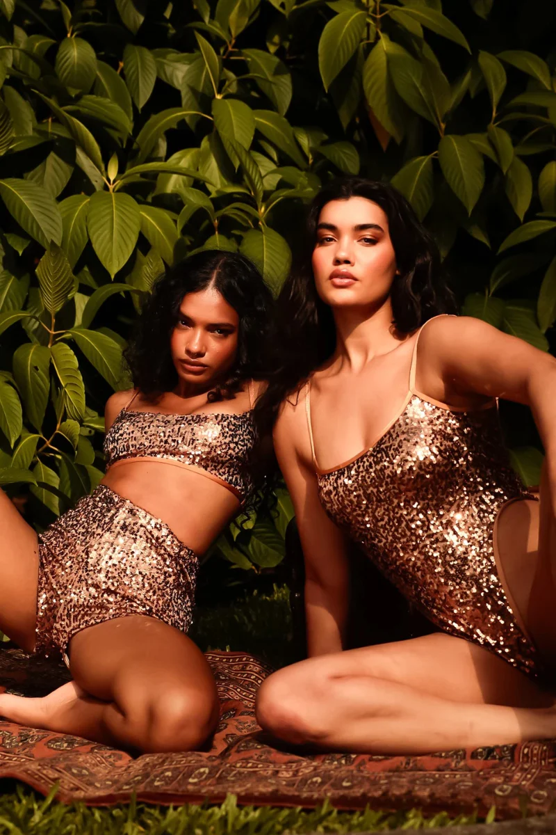 Rolling Bardot Shorts - Bronze Sequin - Image 5