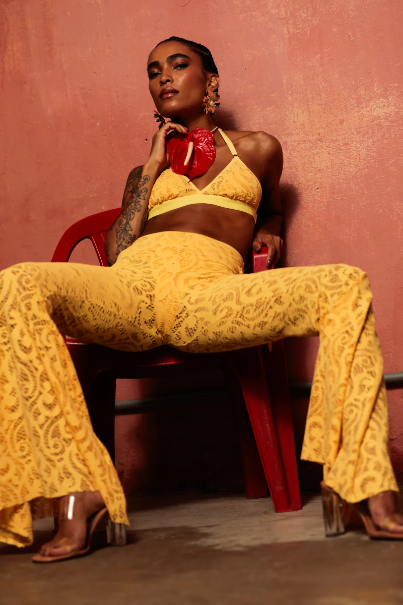 Rolling Bell Bottom Pants - Canary Lace - Image 3