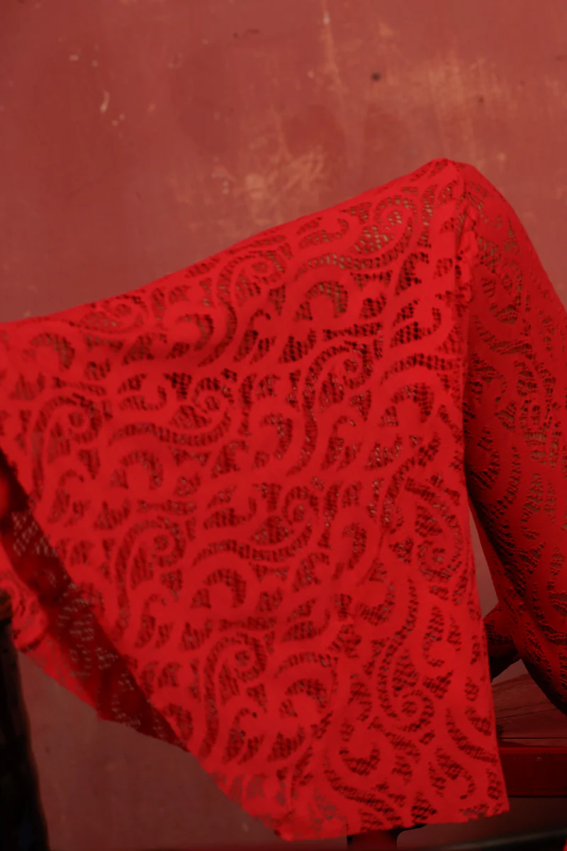 Rolling Bell Bottom Pants - Red Lace - Image 3