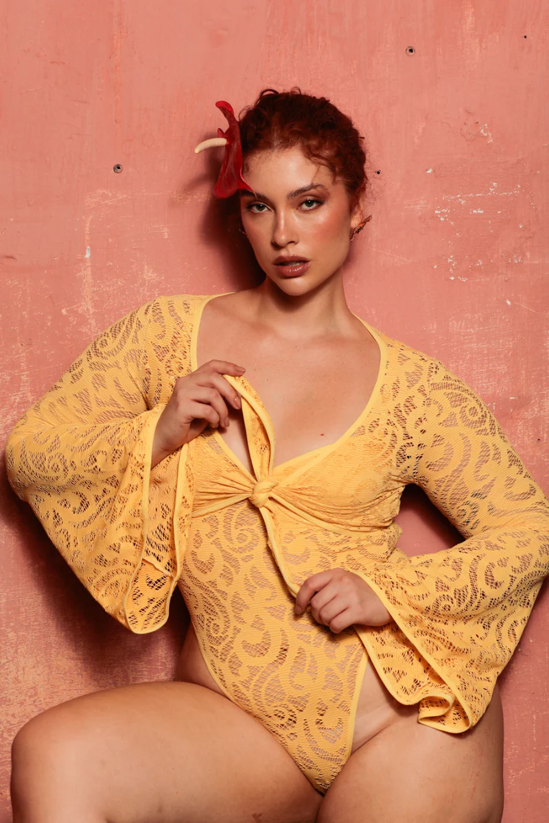 Rolling Demi Bodysuit - Canary Lace - Image 4