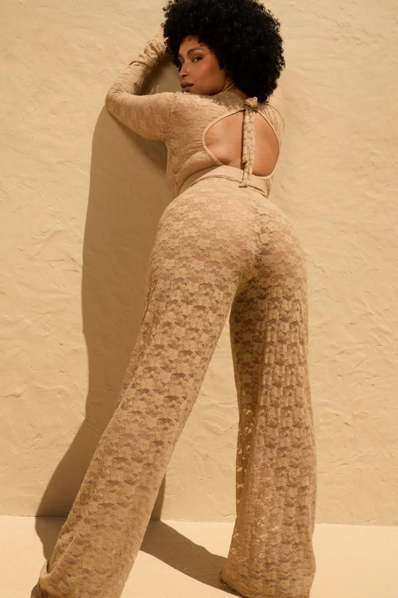 Rolling Lounge Pants - Beige Lace - Image 2
