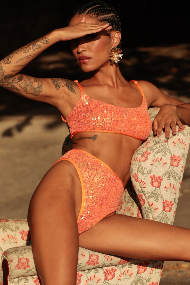 Rolling Vento Bottoms - Orange Sequins