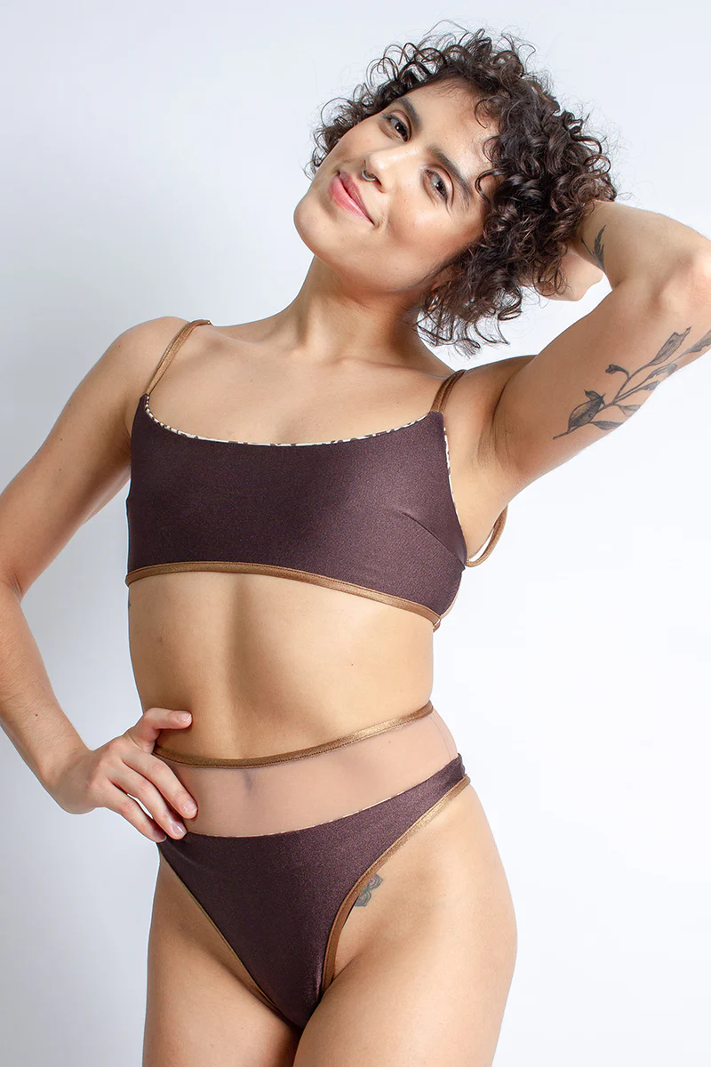 Rolling Vento Reversible Selva Top - Beige Leopard/Chocolate - Image 2
