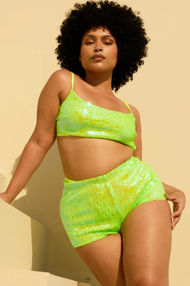 Rolling Vento Top - Neon Yellow Sequins - Image 3