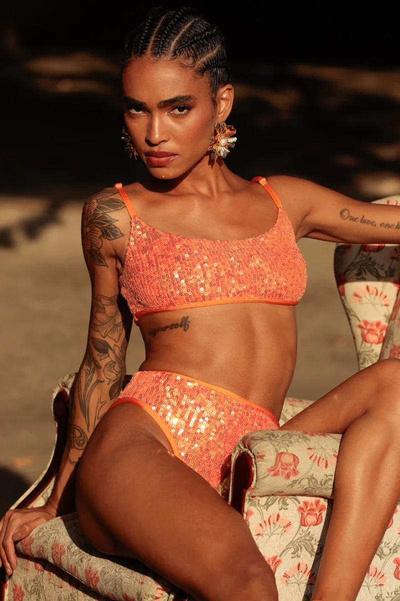 Rolling Vento Top - Orange Sequins
