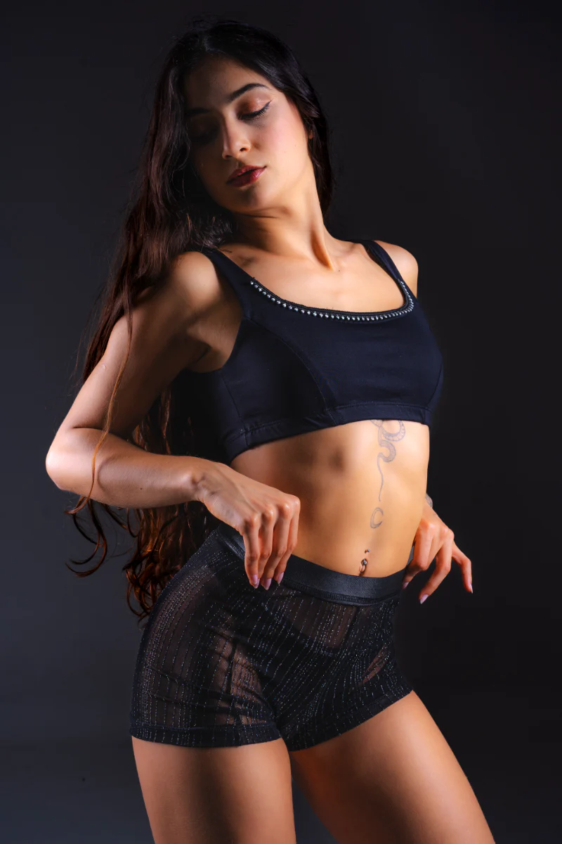 Sorte Crépuscule Shorts - Black Mesh