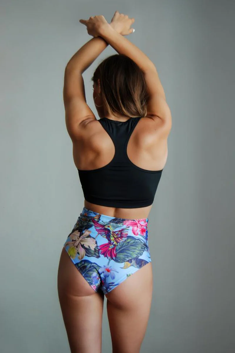 Pole Addict High Waisted Shorts - Tropical Flowers - Image 2
